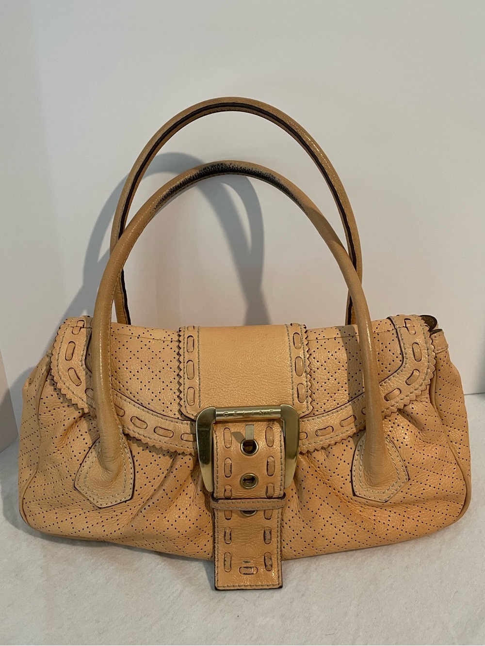 Vintage CELINE Beige Perforated Satchel